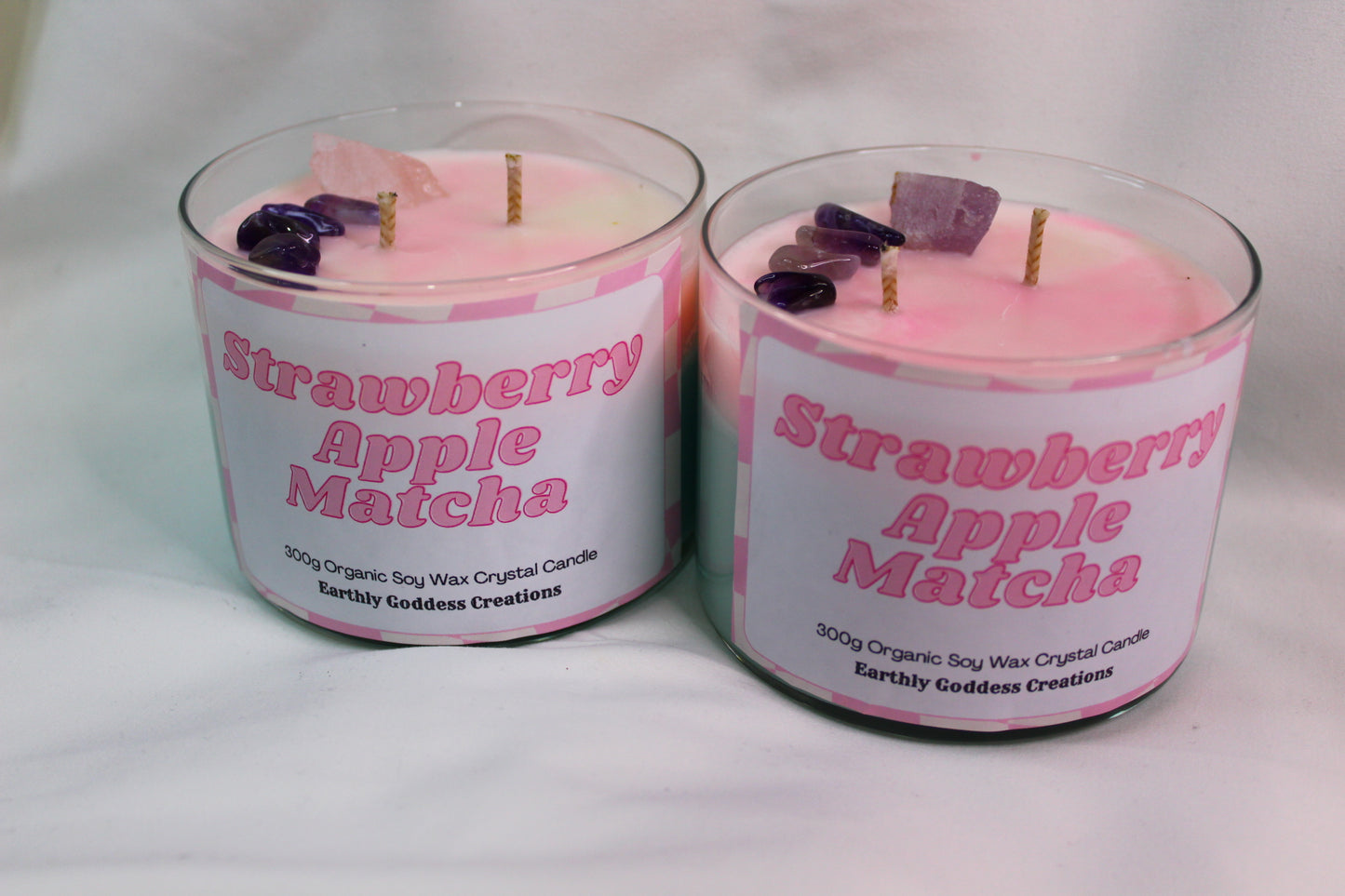 Strawberry Apple Matcha Crystal Candle