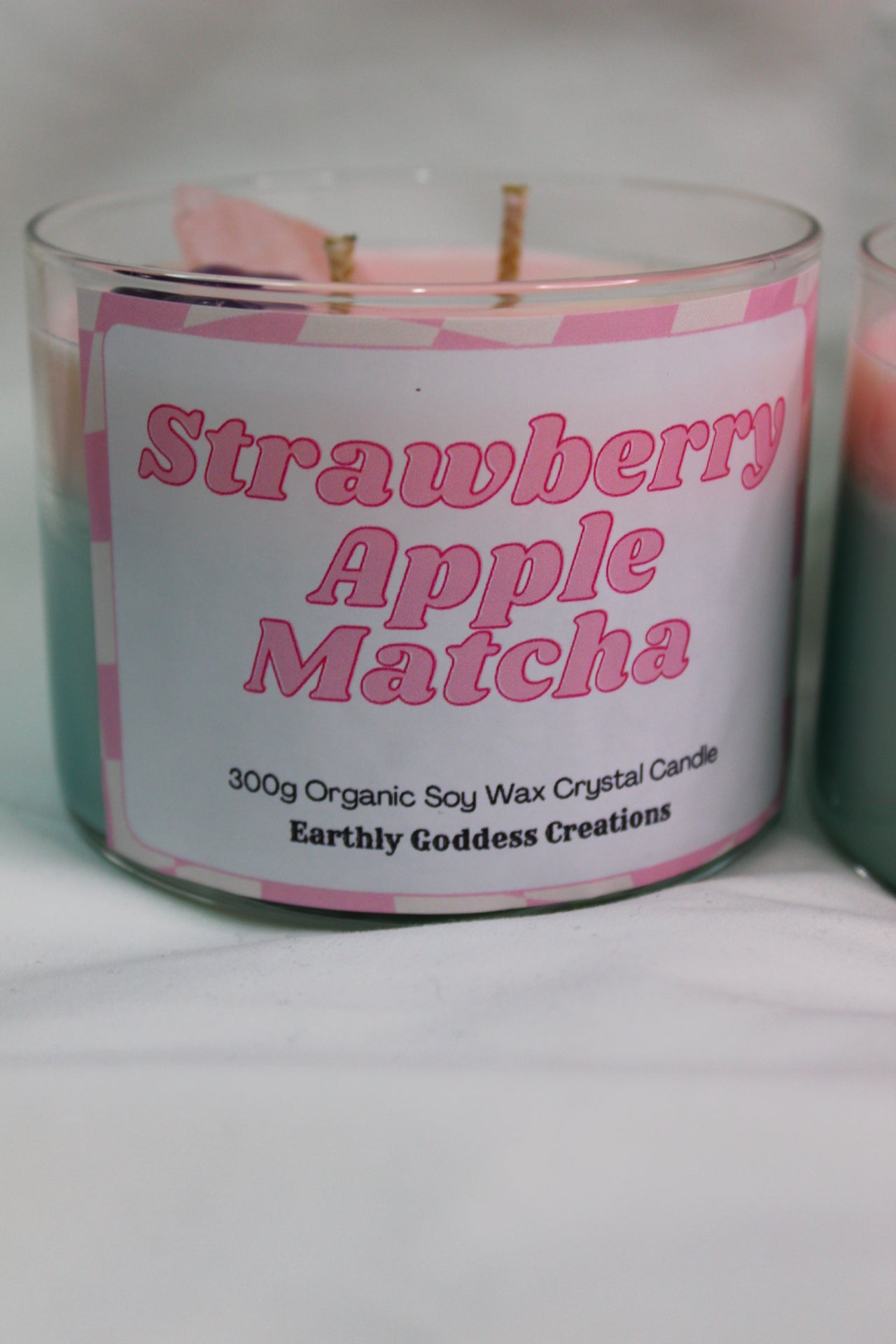 Strawberry Apple Matcha Crystal Candle